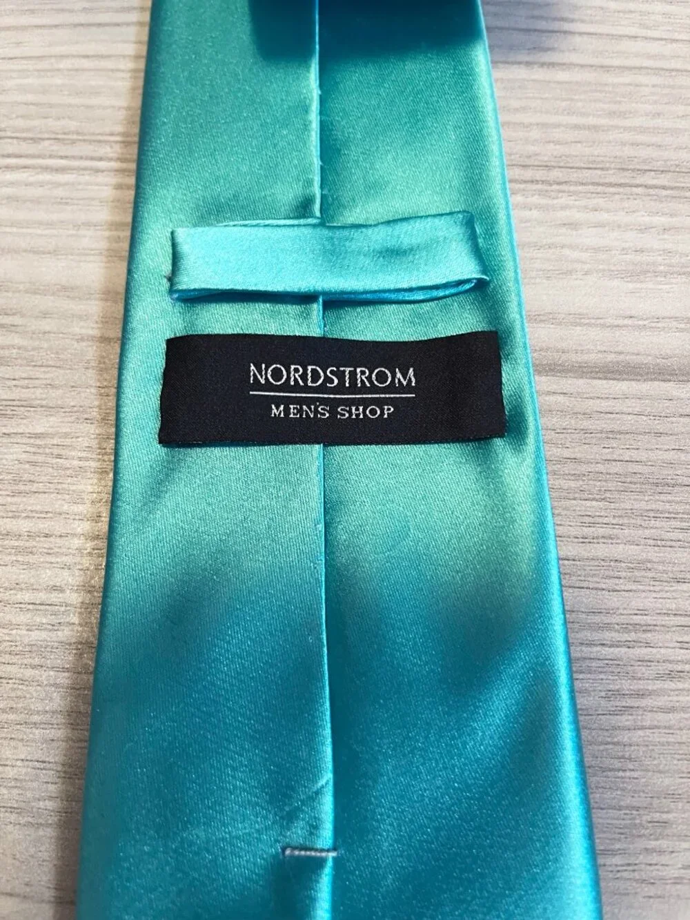 Nordstrom Men's Shop Teal Aqua 100% Silk Satin Neck Tie Classic Formal Wedding